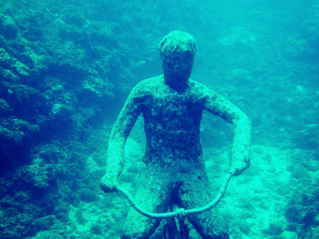 underwater bicycle sculpture in Grenada